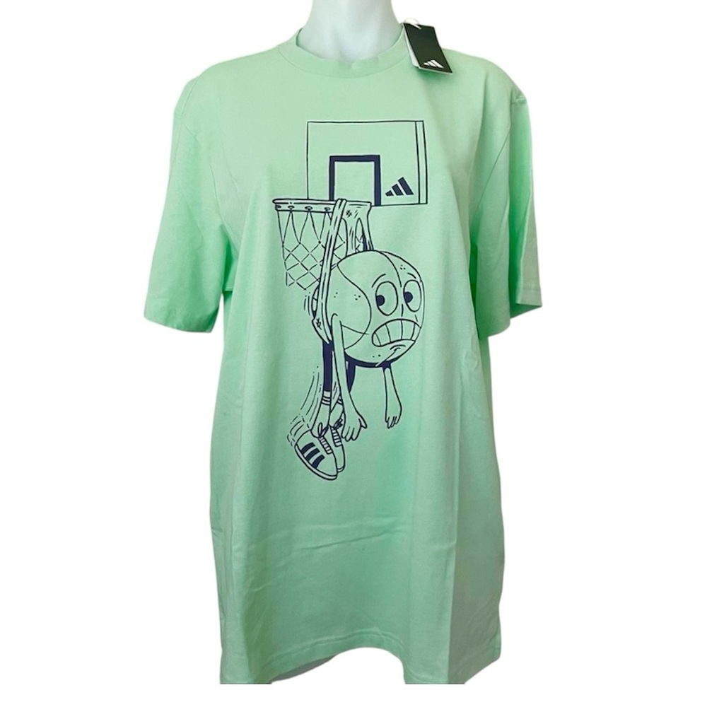 (NWT) Adidas Men’s Basketball Tee in Green, Medium